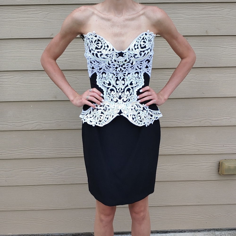 Jessica McClintock Black Strapless Dress